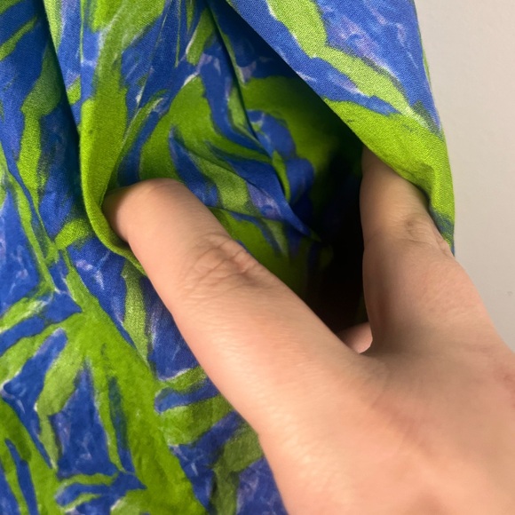 THML Green and Blue 100% cotton mini dress flutter sleeves size XS - Picture 2 of 6